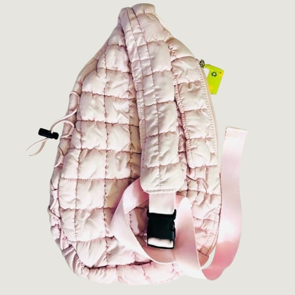 Pickle O Joe Quilted Sling Pickleball Bag Dusty Pink Zip Pockets Lightweight NWT - Picture 3 of 12